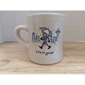 LIfe is Good Home Jack Mug Seattle Skyline Space Needle Rain restaurant wear 4"